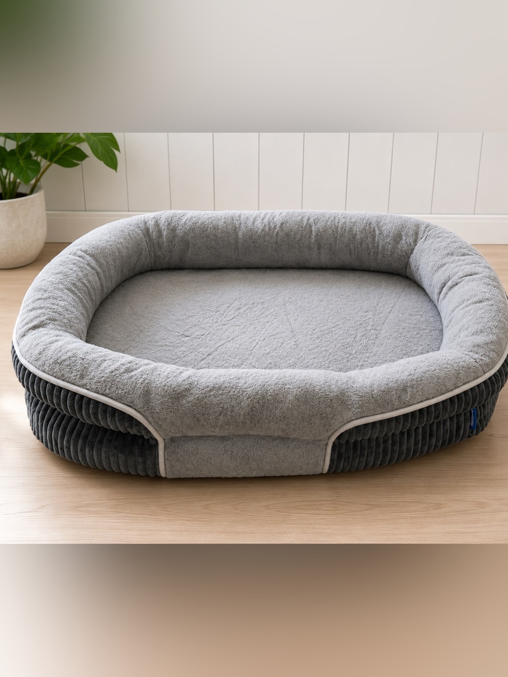 Bedsure Orthopedic Dog Bed 30” Gray Medium Waterproof Washable Bolster Pet Bed